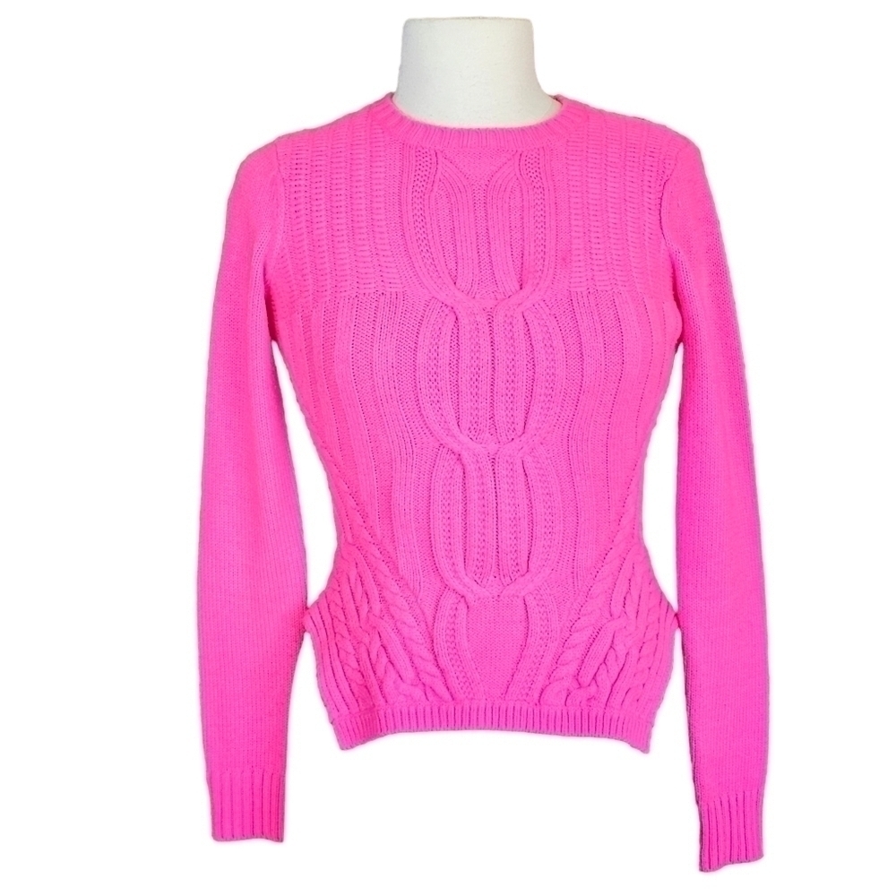 Ted Baker Daisuma Cable Knit Sweater Hot Pink Size 2 - Picture 3 of 16